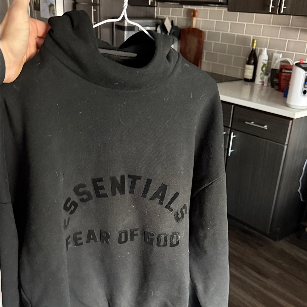 Essentials Black Turtleneck Hoodie